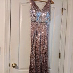 Crystal Doll Sequin Dress in Pink and Silver